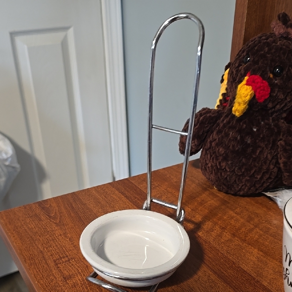 Pampered Chef Stainless Ceramic Spoon Rest